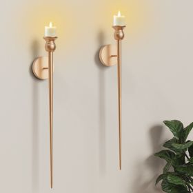 2-Pack Golden Candle Holder Torch Wall Light, Electronic Candle Wall Scone