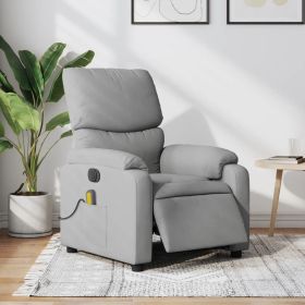 Electric Massage Recliner Chair Light Gray Fabric