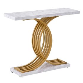 VEVOR Entryway Table, 39.4 Inch Gold Console Table, Narrow Console Table with Metal Frame, Modern Console Sofa Table for Living Room, Entryway