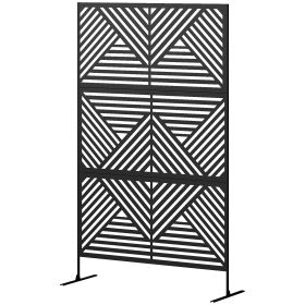 Decorative Privacy Fence Screen, Metal Outdoor Privacy Screen Climbing Plant Trellis With Stand, Rhombus Black (Option: Rhombus Black)