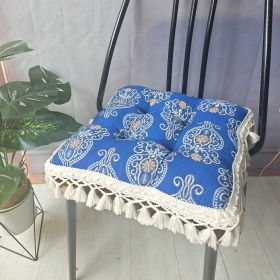 1pc Boho Tassel Cushion, Elegant Blue Floral Design, Suitable For Chairs And Sofa, Fringe Decorative Cushion For Bedroom, Guestroom, Dining Room, (Option: 40X40cm)