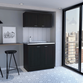 Agate Cabinet, Two Parts Set (Color: Black)