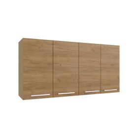 Oceana Wall Cabinet, Four Doors, Two Cabinets, Two Shelves (Color: Natural Oak)