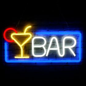 1pc LED Bar Neon Sign, USB & Batteries Powered Neon Light (Color: Blue&white)